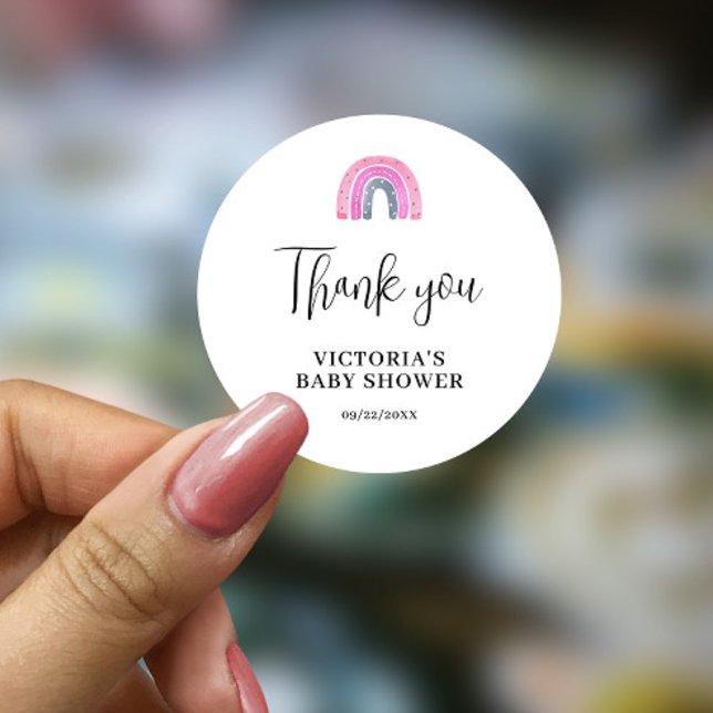 Budget Rainbow Girl Baby Dusche Runder Aufkleber (Von Creator hochgeladen)
