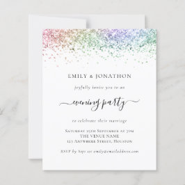 Budget Rainbow Glitzer Abend Hochzeit Einladung
