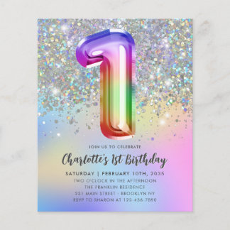 Budget Rainbow Glitzer Foil Girl 1. Geburtstag