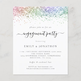 Budget Rainbow Glitzer Script Verlobung Einladung
