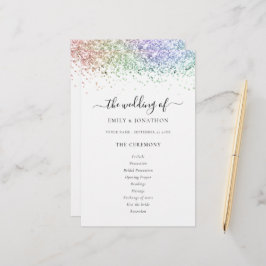 Budget Rainbow Glitzer Script Wedding Programm