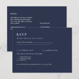 BUDGET RAVP Navy Blue Monochrome WEDD Postkarte