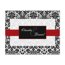 Budget Red Black Damask Einladung