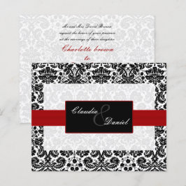 Budget Red Black Damask Einladung