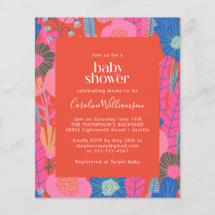 Budget Red Boho Floral Stylish Baby Shower Einladu