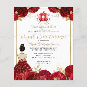 Budget Red Burgundy Cinderella Royal Quinceanera