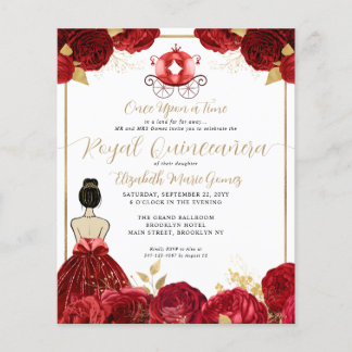 Budget Red Burgundy Cinderella Royal Quinceanera