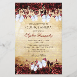 Budget Red Butterfly Quinceañera Einladung
