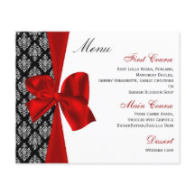 Budget Red Damask Wedding Menu