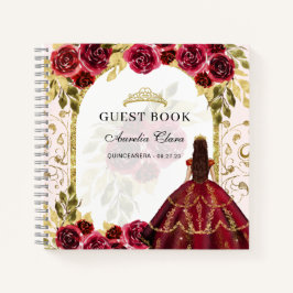 Budget Red Floral Quinceañera Guest Book Notizbuch