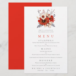Budget Red Florals Foliage Wedge Menu