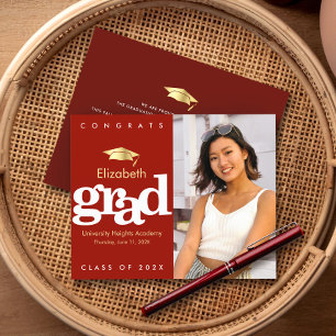 Budget Red Foto Abschluss Gold Cap Einladung