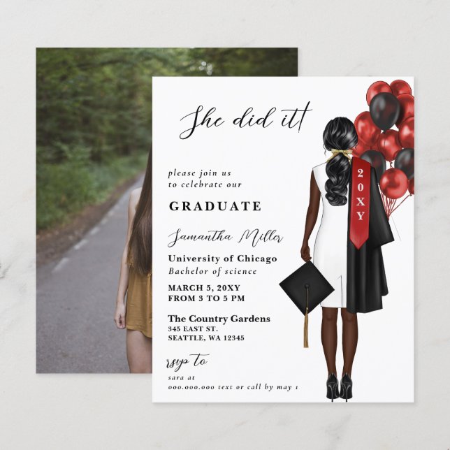 Budget Red Foto Sie tat es Abschluss (Vorne/Hinten)