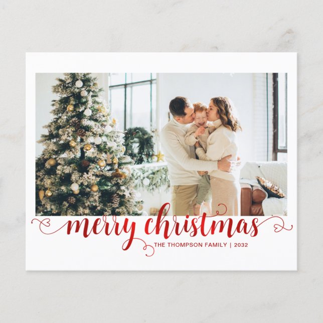 BUDGET Red Frohe Weihnachts-Herz-Script-Foto (Vorderseite)