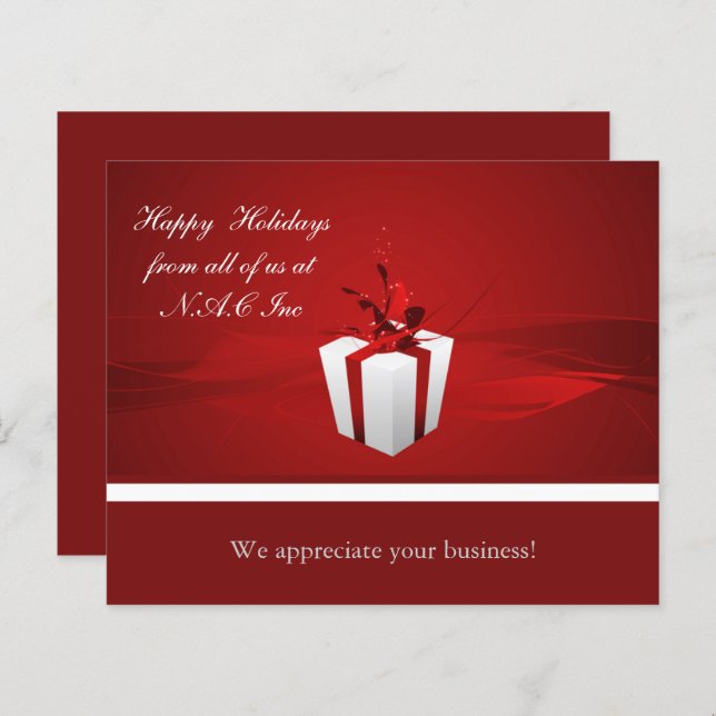 Budget Red Gift Business Holiday Card (Vorne/Hinten)