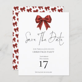 Budget Red Glitzer Bow Weihnachten Save the Date