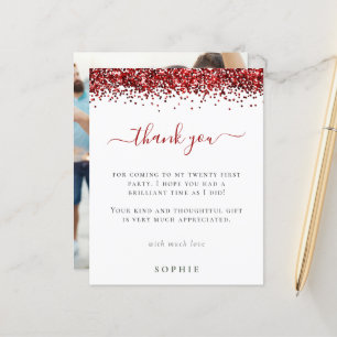 Budget Red Glitzer Foto 21. Geburtstag Vielen Dank