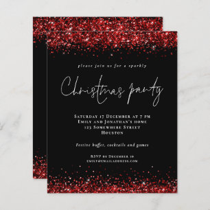 Budget Red Glitzer Script Party Black