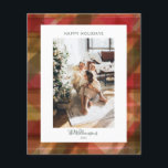 Budget Red Green Rustikales Kariertes Foto Weihnac<br><div class="desc">Budget Rot und Grün Abstrakt Wasserfarbe Kariert Rustikales Foto Weihnachtskarte</div>