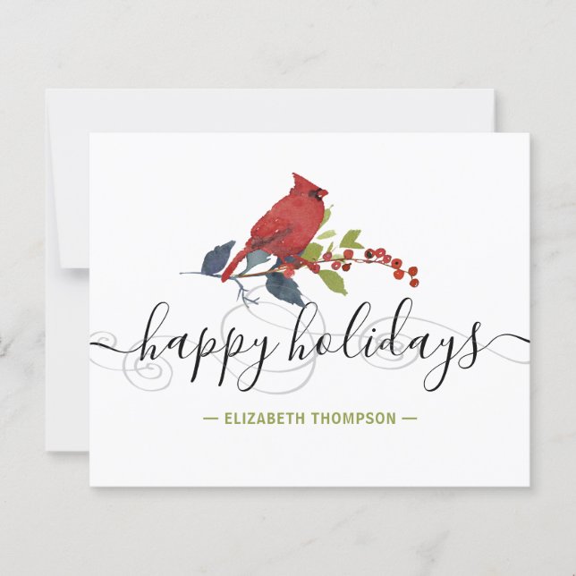 Budget Red Kardinal Happy Holidays Card (Vorderseite)