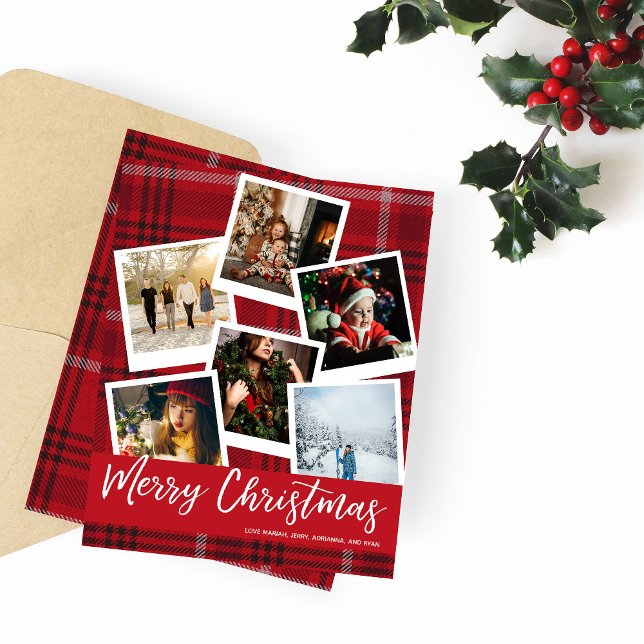 Budget Red Kariert Instant Multi Foto Weihnachten (Von Creator hochgeladen)