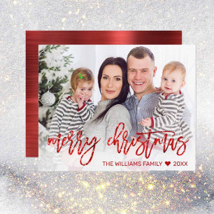 Budget Red Merry Weihnachts Glitzer Script Foto