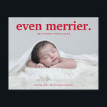 BUDGET Red noch Merrier New Baby Foto Collage<br><div class="desc">Minimalistisch Red Even Merrier New Baby Foto Collage Ferienkarte</div>