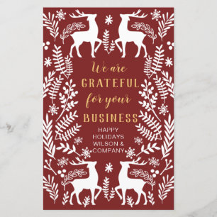 Budget Red Nordic Rentier Business Holiday Card