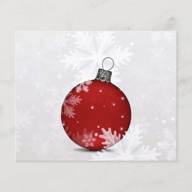 Budget Red Ornament Snow Scene Holiday Card (Vorderseite)