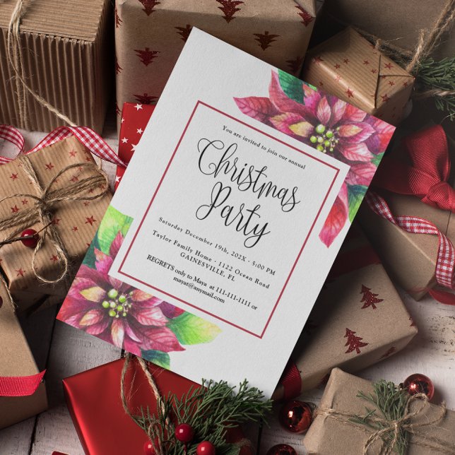 Budget Red Poinsettia Weihnachtsfeier Party Einlad (Von Creator hochgeladen)