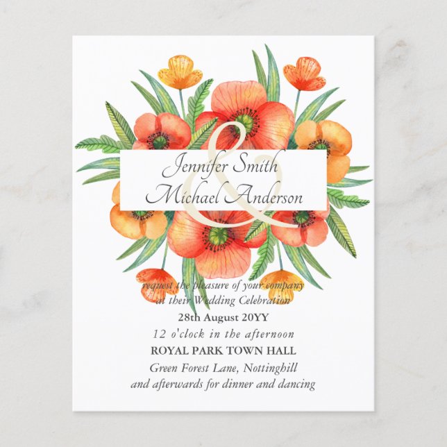 Budget Red Poppy Poppies Hochzeitamperand (Vorderseite)