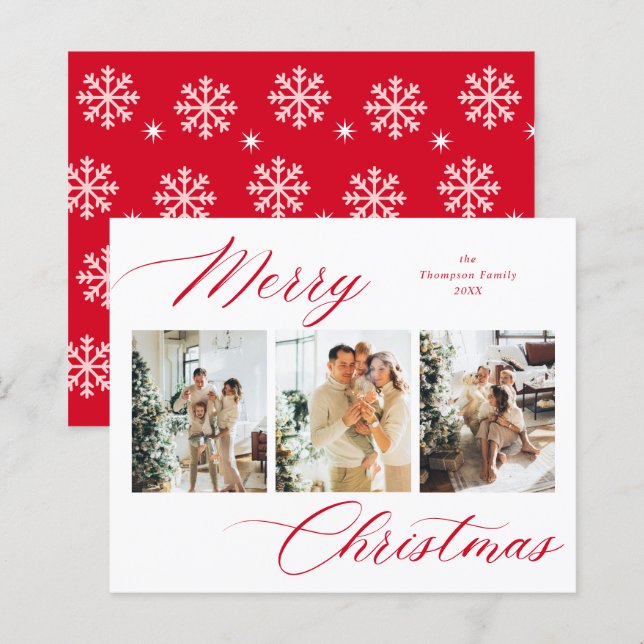 BUDGET Red Script Frohe Weihnachts Foto Collage (Vorne/Hinten)