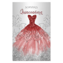 Budget Red Sparkle Dress Quinceañera Einladung