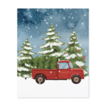 BUDGET Red Truck Foto Weihnachtsbaumkarte