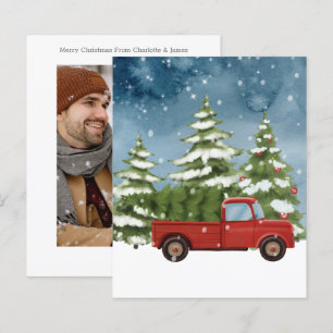BUDGET Red Truck Foto Weihnachtsbaumkarte