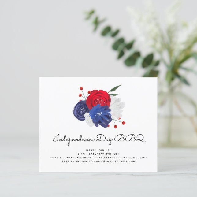 Budget Red White Blue Florals 4. Juli GRILLEN Einl (Stehend Vorderseite)