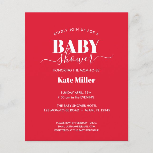 BUDGET RED WHITE GENDER NEUTRAL BABY SHOWER (Vorderseite)