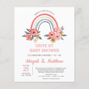 BUDGET Regenbogen Drive-By-Baby-Party-Einladung Flyer