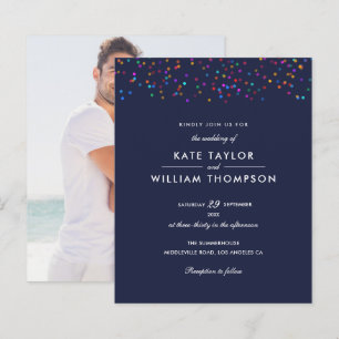 Budget Regenbogen-Konfetti Navy Blau Hochzeitseinl