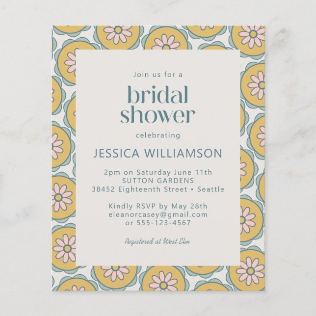 Budget Retro Boho Floral Pastel Brautparty (Vorderseite)