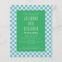 Budget Retro Checkerboard Blue Green Wedding