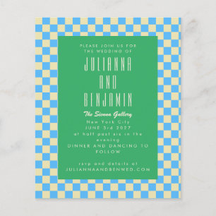 Budget Retro Checkerboard Blue Green Wedding