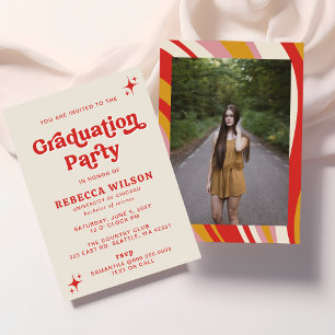 Budget Retro Groovy Red 70er Graduation Party Foto