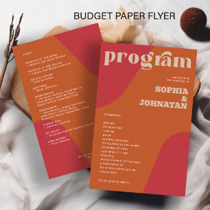 Budget-Retro-Hochzeitsprogrammvorlage Flyer
