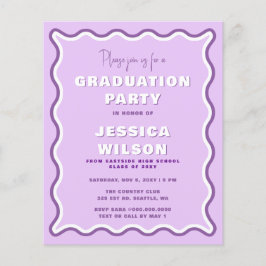 Budget Retro Lila Foto Abschluss Einladung