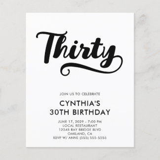 Budget Retro Swash Bold Script 30. Geburtstag Flyer