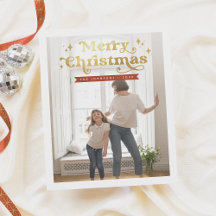 Budget Retro Typography Groovy Christmas Photo 