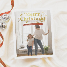 Budget Retro Typography Groovy Christmas Photo 