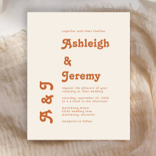 Budget Retro verbranntes Orange minimales Hochzeit