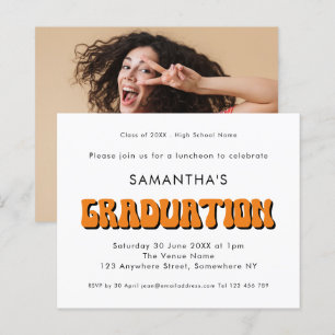 Budget Retro Vintag Orange Foto Graduation Party